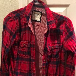 Abercrombie Button down Red and Navy Plaid